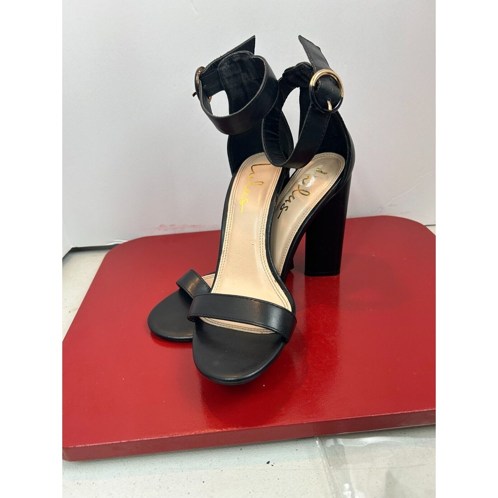 Lulus Black Heel Ankle‎ Strap Sandals Womens Size 8